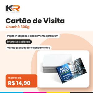 Cartão de Visita Couché 300g – KR Carimbos e Gráfica