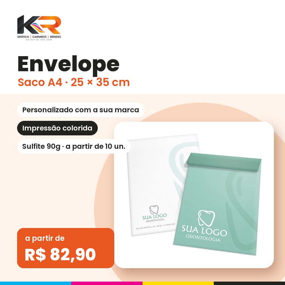 Envelope Saco Personalizado (A4) – KR Carimbos e Gráfica