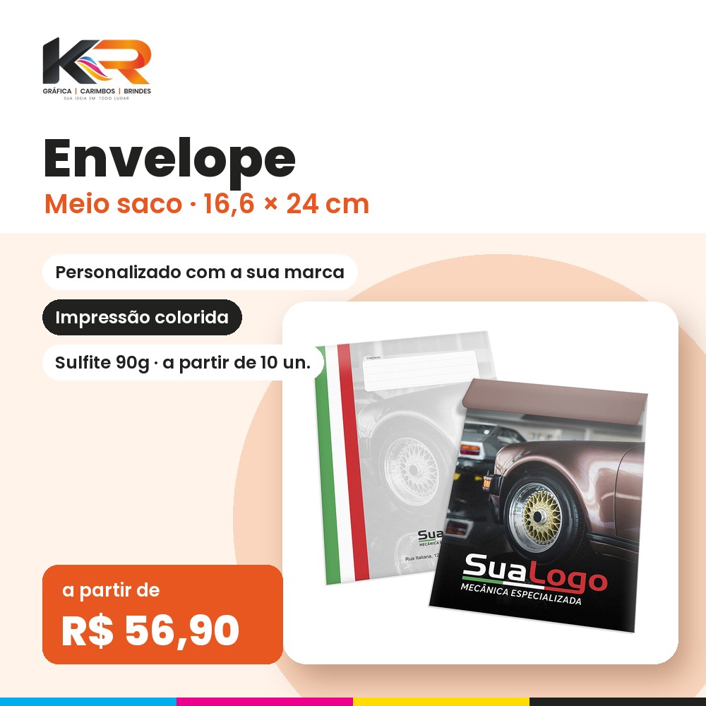 Envelope Meio Saco Personalizado – KR Carimbos e Gráfica