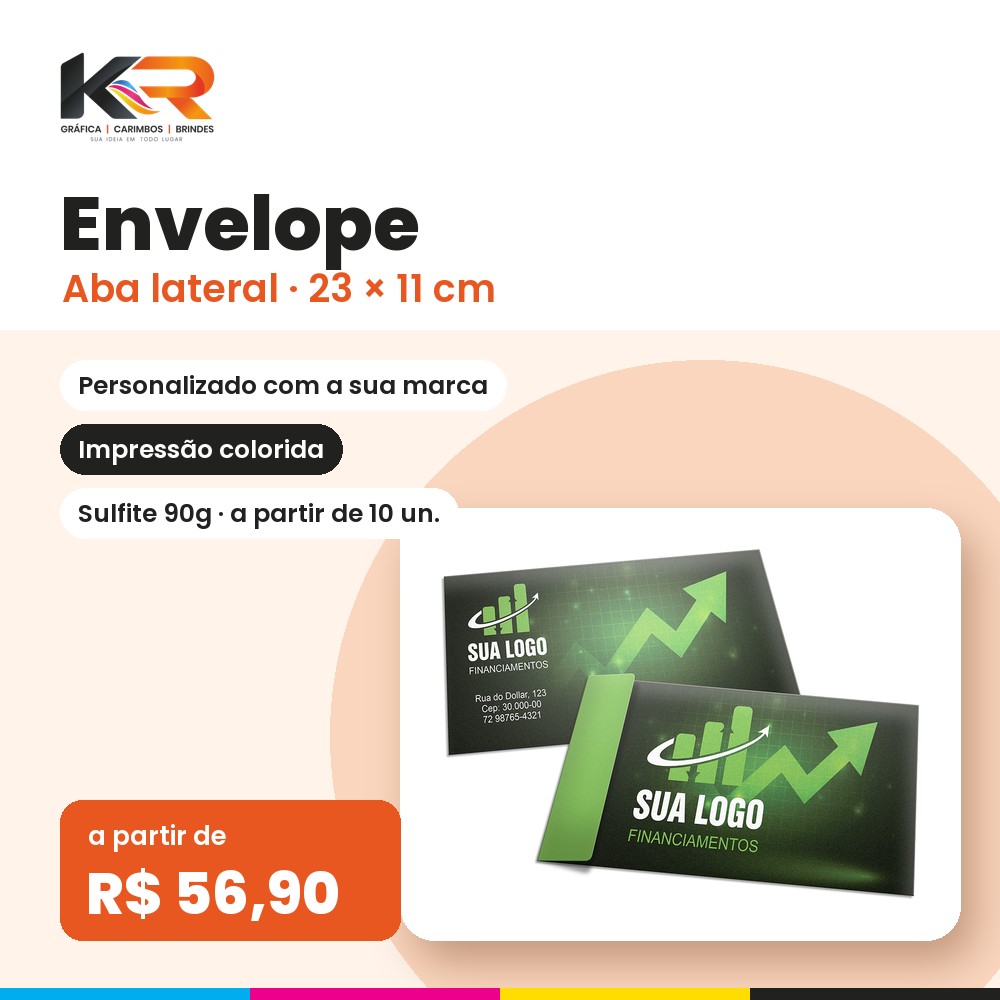 Envelope Aba Lateral Personalizado – KR Carimbos e Gráfica