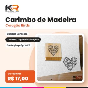 Carimbo Coração Birds – KR Carimbos e Gráfica