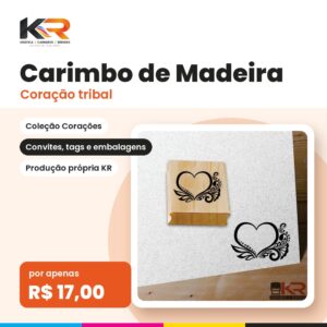 Carimbo Coração tribal – KR Carimbos e Gráfica