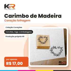 Carimbo Coração folhagem – KR Carimbos e Gráfica