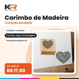 Carimbo Coração bordado – KR Carimbos e Gráfica