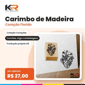 Carimbo Coração Florido – KR Carimbos e Gráfica