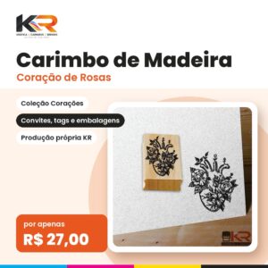 Carimbo Coração de Rosas – KR Carimbos e Gráfica