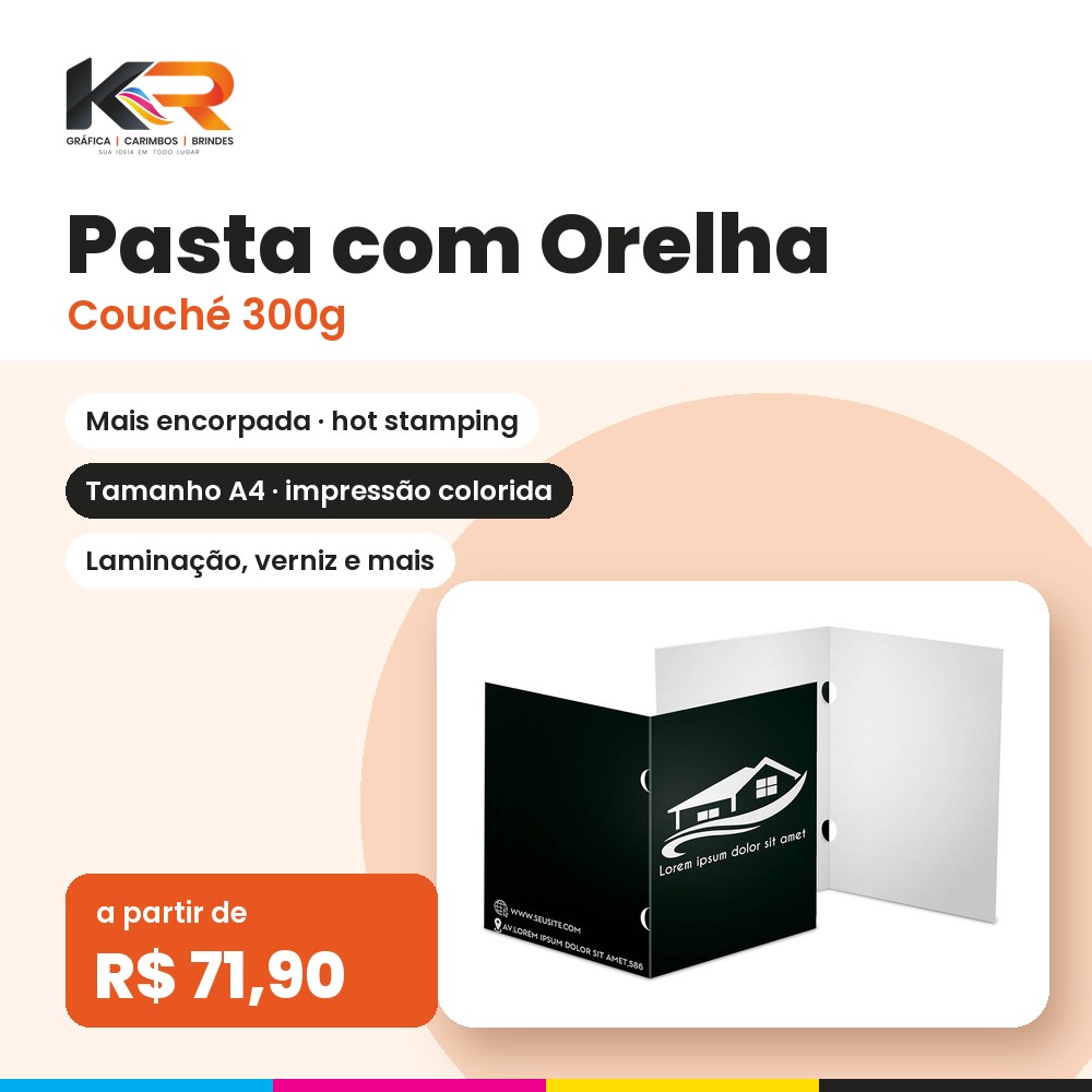 Pasta com Orelha – Couché 300g – KR Carimbos e Gráfica
