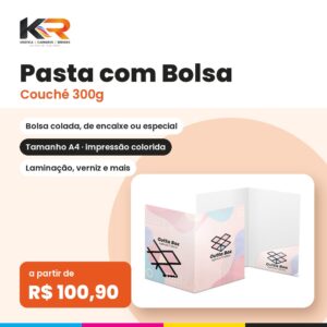 Pasta com Bolsa – Couché 300g – KR Carimbos e Gráfica