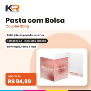 Pasta com Bolsa – Couché 250g – KR Carimbos e Gráfica