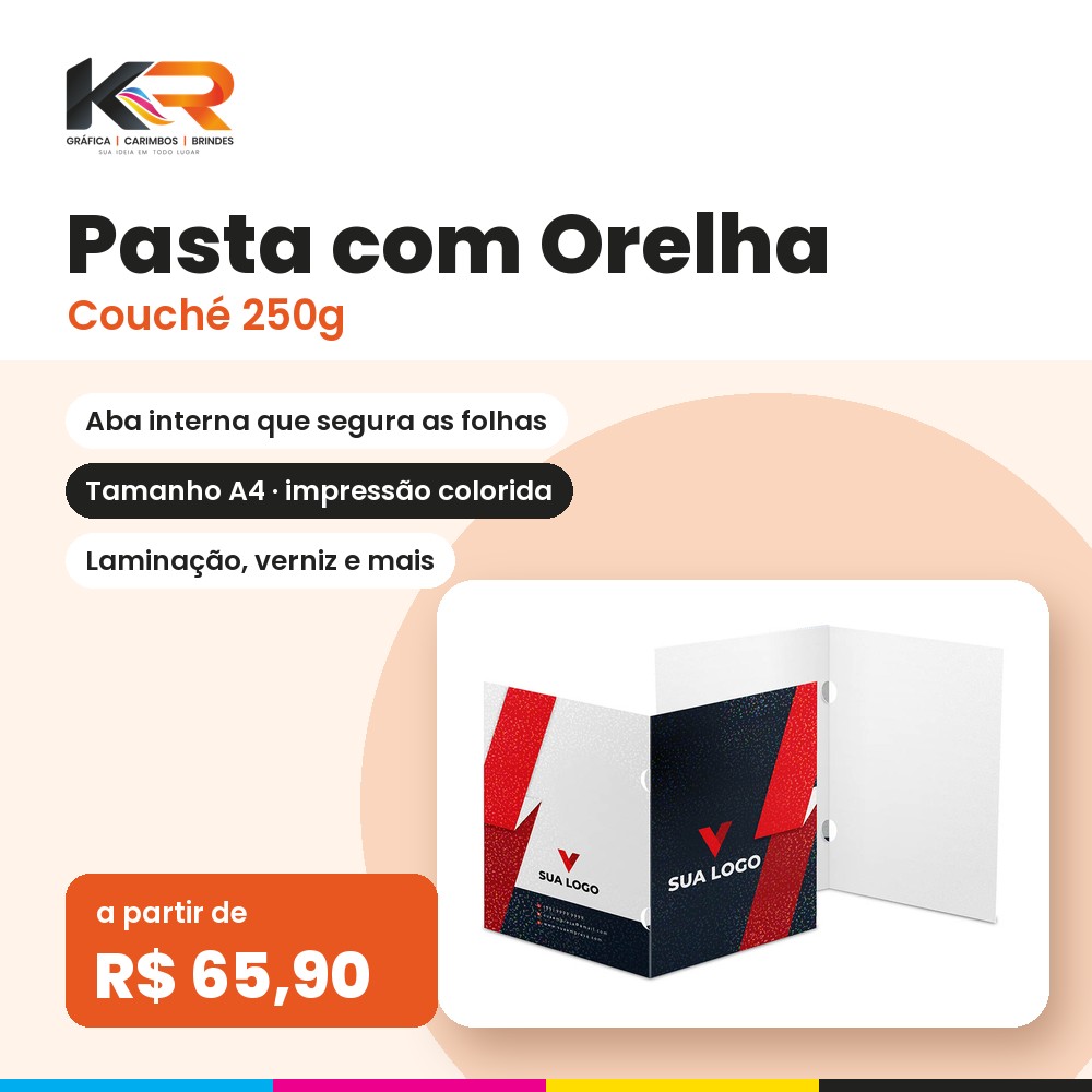 Pasta com Orelha – Couché 250g – KR Carimbos e Gráfica